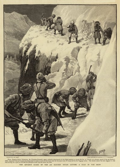 The Advance Guard of the 4th Kashmir Rifles Cutting a Road in the Snow by Henry Marriott Paget